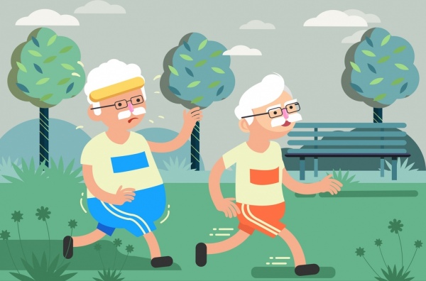 Lifestyle Background Old People Exercise Icon Cartoon Design-vector People-free  Vector Free Download