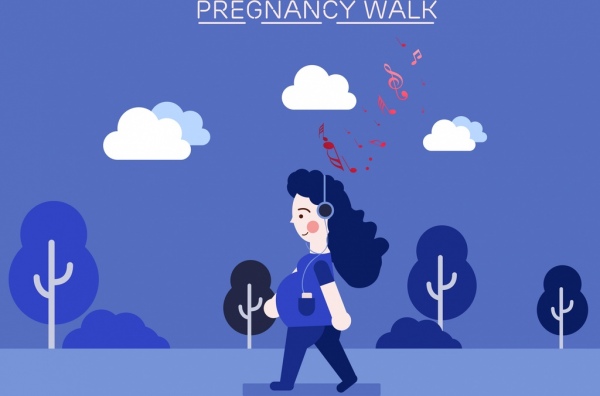 diseño de dibujos animados de icono de estilo de vida fondo mujer embarazada