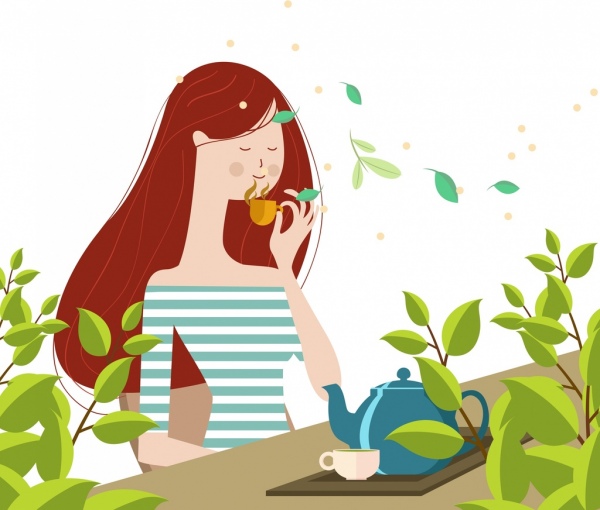 Lifestyle Drawing Woman Drinking Tea Icon Colored Cartoon-vector Icon-free  Vector Free Download