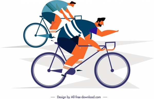 生活方式绘画骑自行车的图标卡通人物素描