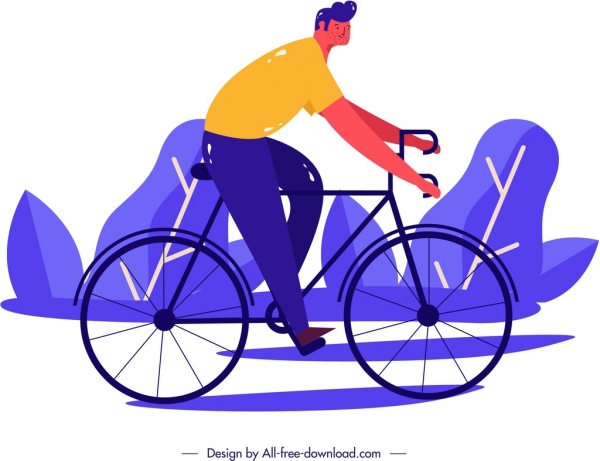yaşam tarzı boyama adam binicilik bisiklet klasik tasarım