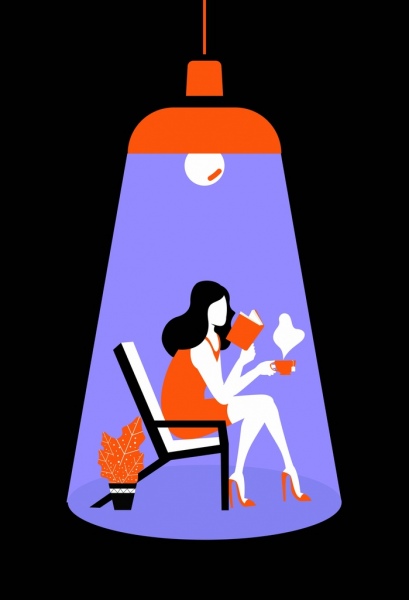 bức tranh biểu tượng đèn phụ nữ thư giãn tối thiết kế lối sống