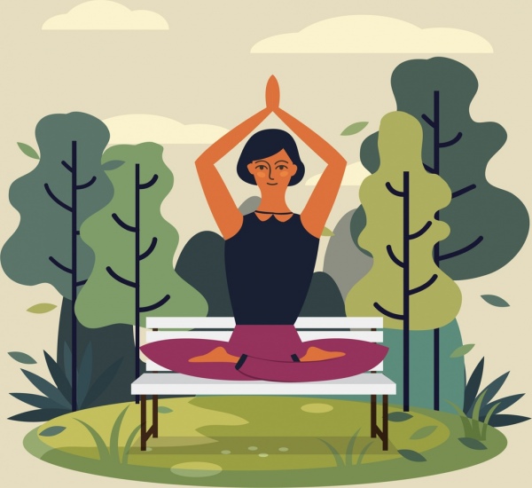 estilo de vida pintura yoga mujer icono de dibujos animados diseño
