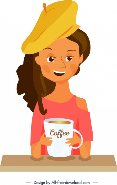 ライフ スタイル絵画若い女性朝のコーヒー装飾