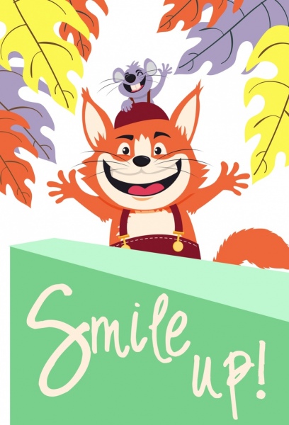 estilo de vida cartaz alegre rato gato ícones engraçado dos desenhos animados