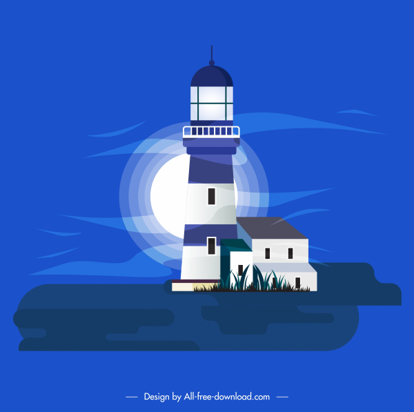 灯台絵画古典的な色の濃いデザイン月光装飾