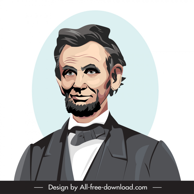 ลินคอล์นประธานาธิบดีไอคอนภาพเหมือนวาดด้วยมือร่างการ์ตูน