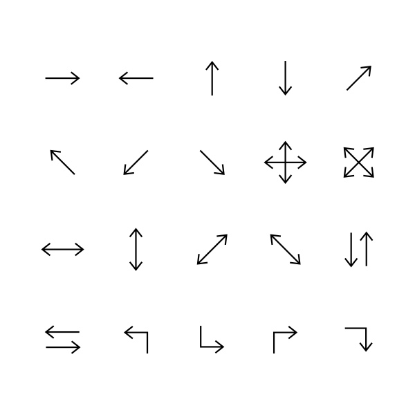 frecce line art impostano il design dell'illustrazione del modello vettoriale delle icone