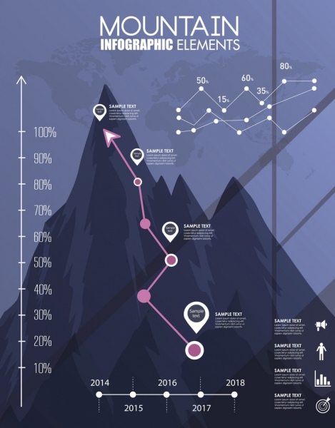 Grafico de linea infografia Mountain icono decoracion