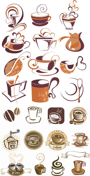 Line Coffee Elements Vektorgrafik
