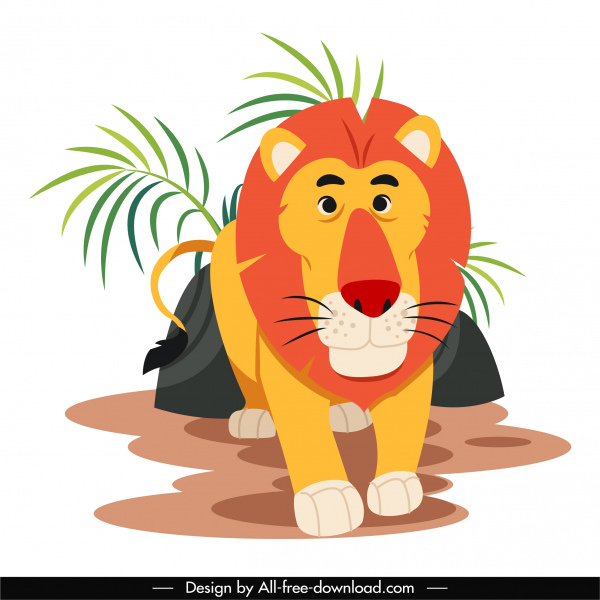 Löwe Tier Malerei niedliche Cartoon-Charakter-Skizze