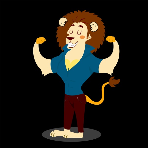 desain karakter singa dengan gaya hipster