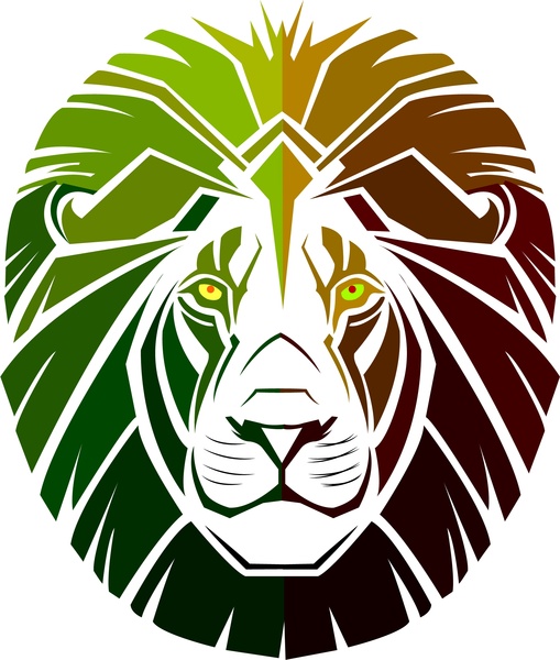 singa dekorasi ikon desain dengan gaya potret