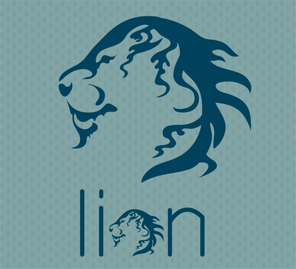 kepala singa simbol desain dengan gaya silhouette