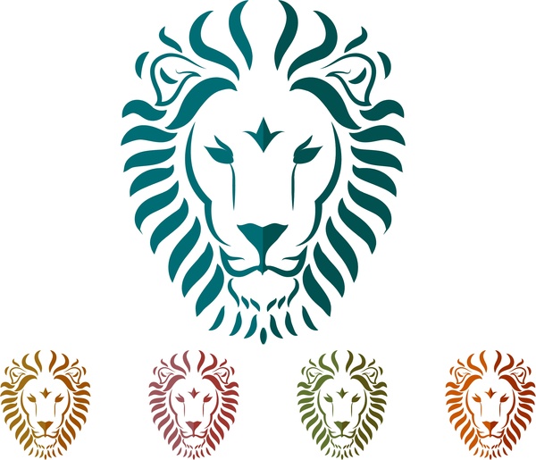 Löwe-Kopf-Dekoration-Ansammlung in verschiedenen Farben