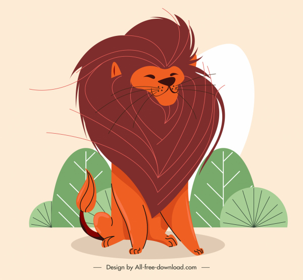狮子图标彩色手绘卡通素描