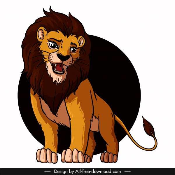 лев значок милый цветной мультфильм характер эскиз