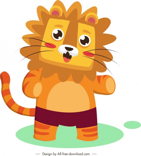 icône de lion mignon croquis de dessin animé stylisé