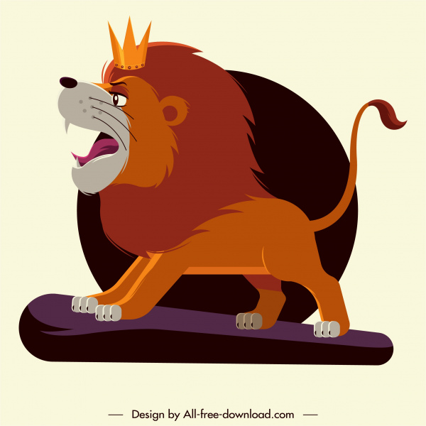 croquis de caractère coloré d'icône de roi de lion