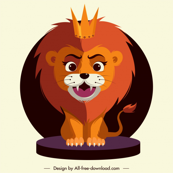 charakter ikona król lew rysunek stylizowane
