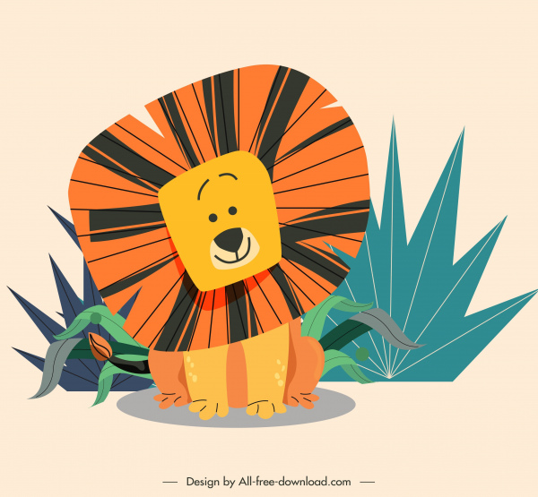 sư tử sơn phim hoạt hình dễ thương phác họa đầy màu sắc thiết kế handrút