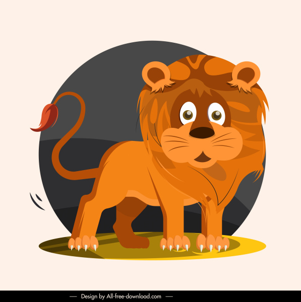 ライオン種アイコン古典的な手描きのスケッチ漫画のキャラクター