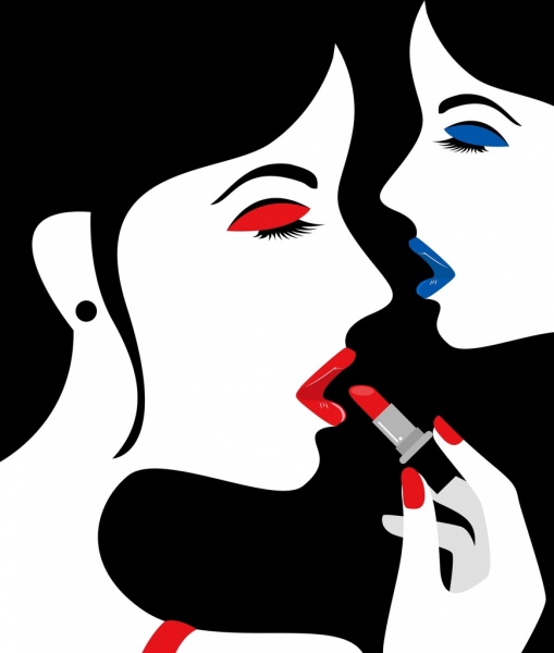Lippenstift Werbung Banner Frauen Symbole cartoon Charakter