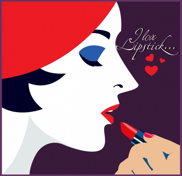 Lippenstift Werbung Frau Gesichtssymbol farbige Cartoon-design