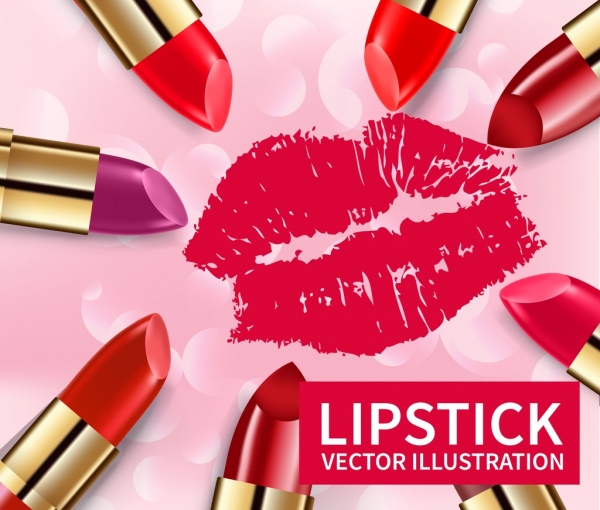 labios de anuncio de lápices labiales marcan una decoración colorida brillante icono