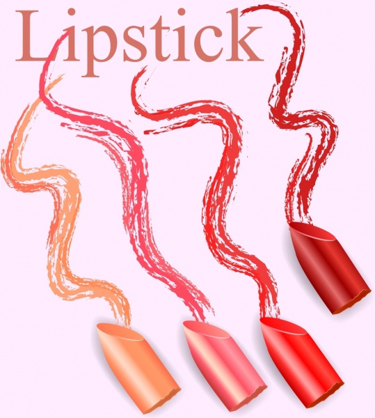 rouges à lèvres publicitaires courbes lignes peintes décor