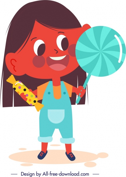 personagem de desenho animado de uma decoração de doces do garota ícone pequeno