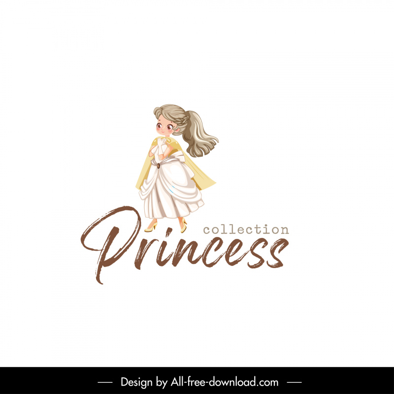 petite princesse icône mignon personnage de dessin animé calligraphie croquis