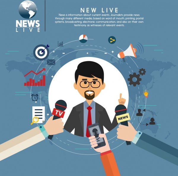 Live-News Design Elemente Reporter Symbol Kreis-layout