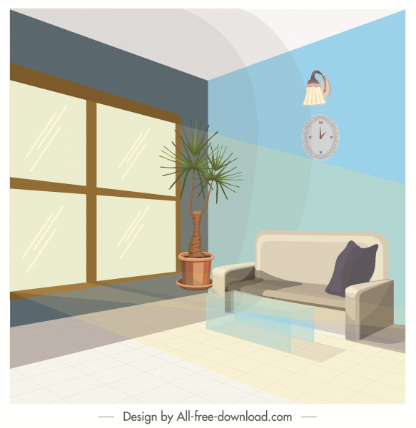غرفة المعيشة ديكور قالب ديكور التصميم الحديث 3D
