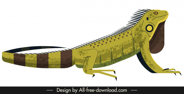蜥蜴爬行动物图标彩色3D草图