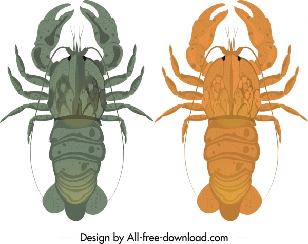 Lobster Ikon gelap jeruk biru desain