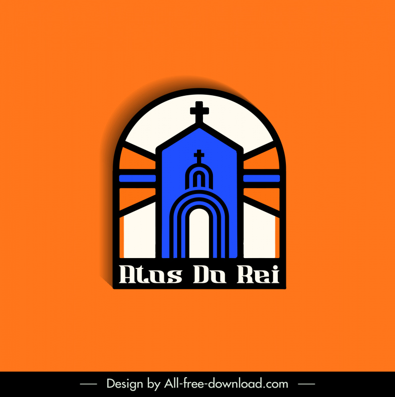 logotipo atos do rei elementos igreja plana forma simétrica clássica arredondada