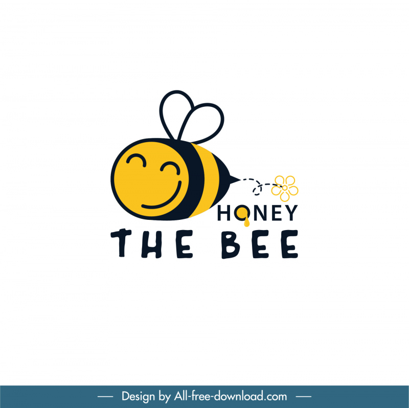 logo arı düz elle çizilmiş karikatür simgesi