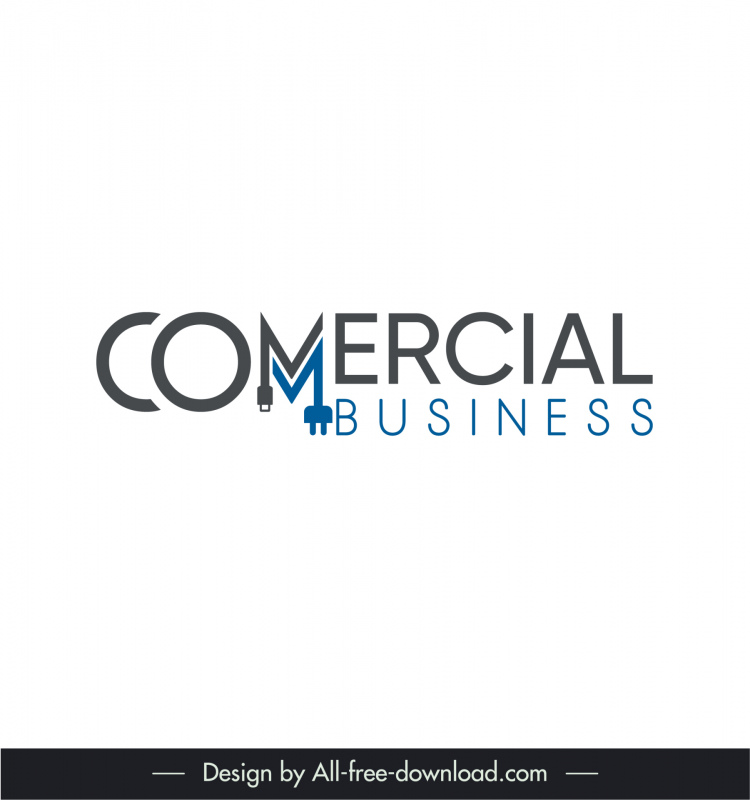 logo template bisnis komersial teks datar elegan colokan sketsa