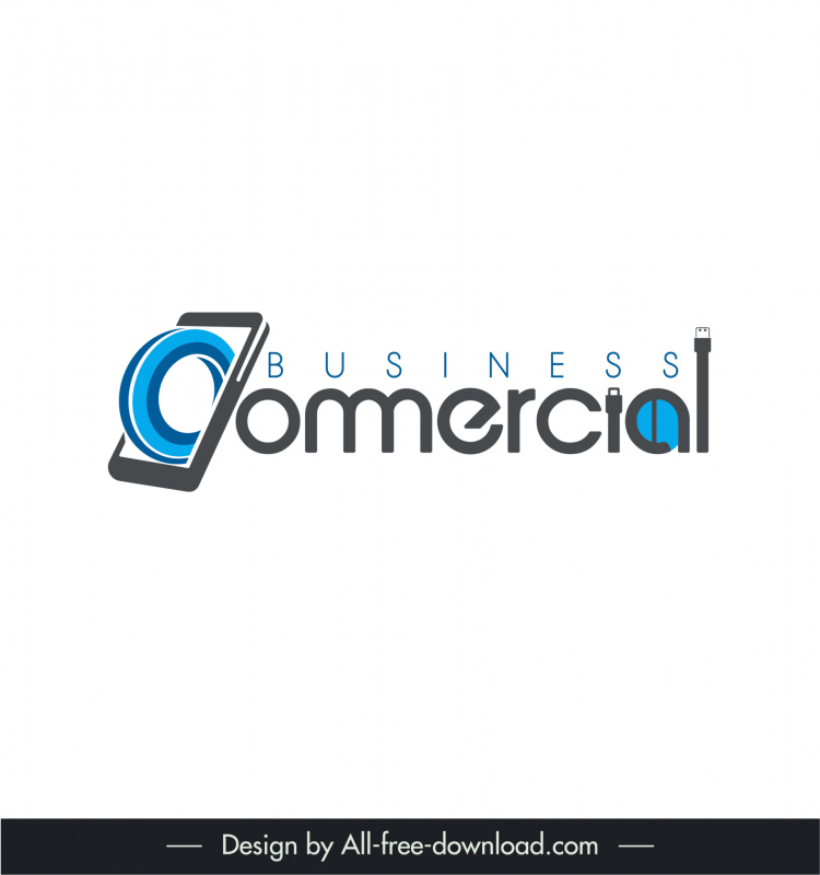 logo bisnis komersial template teks bergaya colokan sketsa