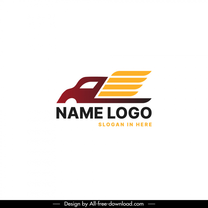 logo template kurir garis sayap truk datar modern
