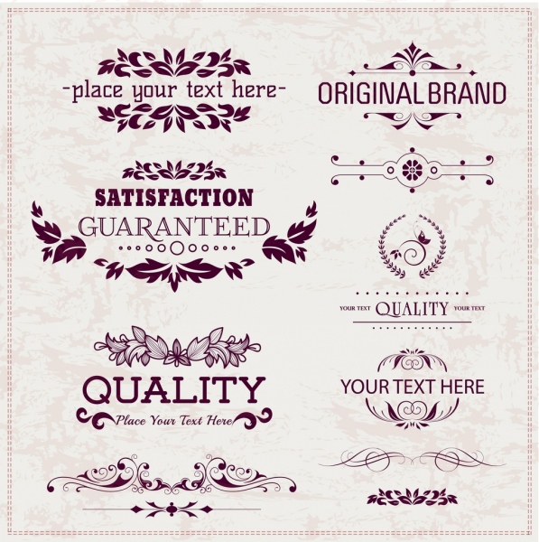 desain logo dekoratif unsur dekorasi klasik simetris