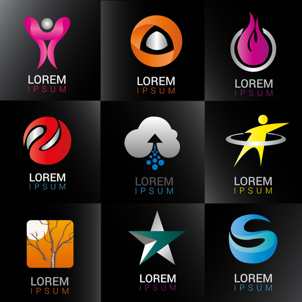 elemento de design de logotipo em seções quadrados pretos