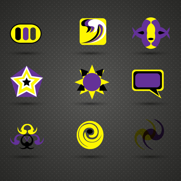 desain elemen desain logo dalam kuning dan ungu