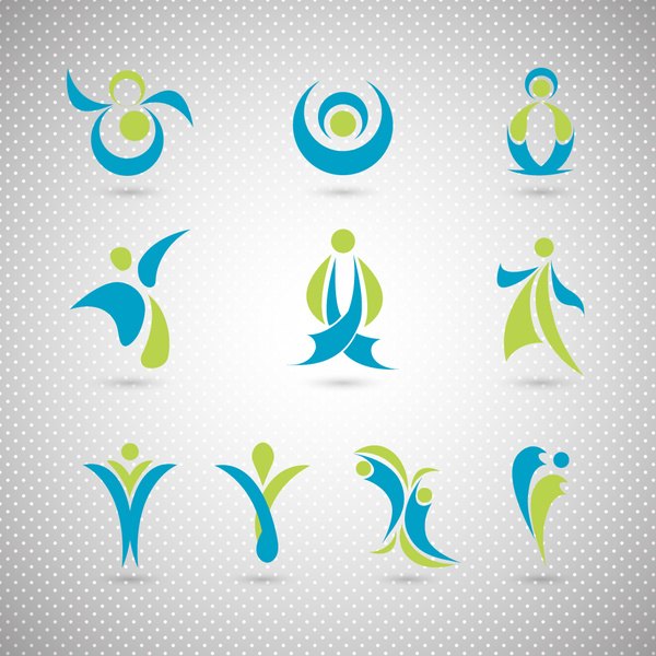 elemen desain logo desain dengan ilustrasi gerakan manusia