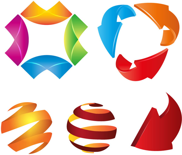 ilustração de elementos de design de logotipo com formas abstratas coloridas