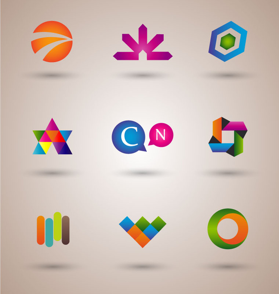 logo desain elemen ilustrasi dengan warna-warni gaya