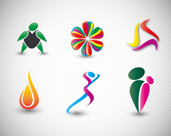 Logo-Design-Elemente in bunte abstrakte Formen
