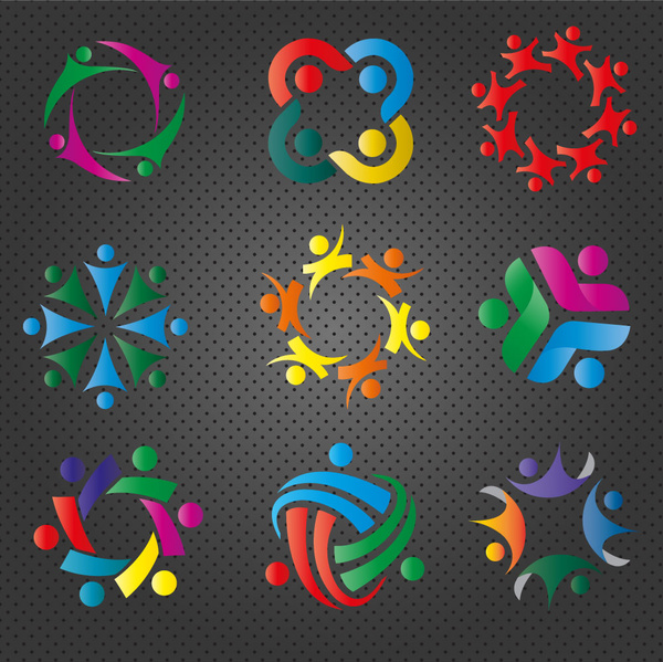 Logo-Design-Elemente in bunte abstrakte Teamarbeit Abbildung