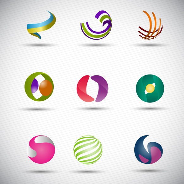 elemen desain logo dalam 3d abstrak bola bentuk